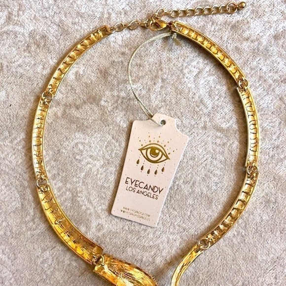 Brand New Eye Candy Gold Tone Crystal Leopard Collar Statement Necklace Jungle - Picture 14 of 15